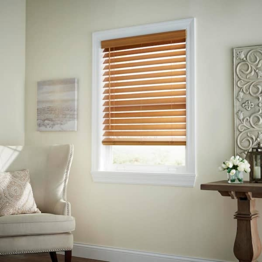 Chestnut Cordless Room Darkening 2.5 in. Premium Faux Wood Blind for Window